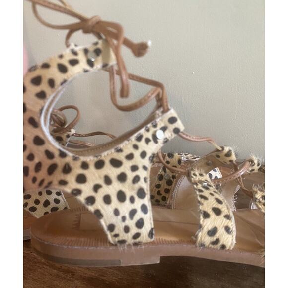 Anthropologie DOLCE VITA Jasmyn Leopard Print Gladiator Sandals Lace Up Size 9 - Picture 5 of 6